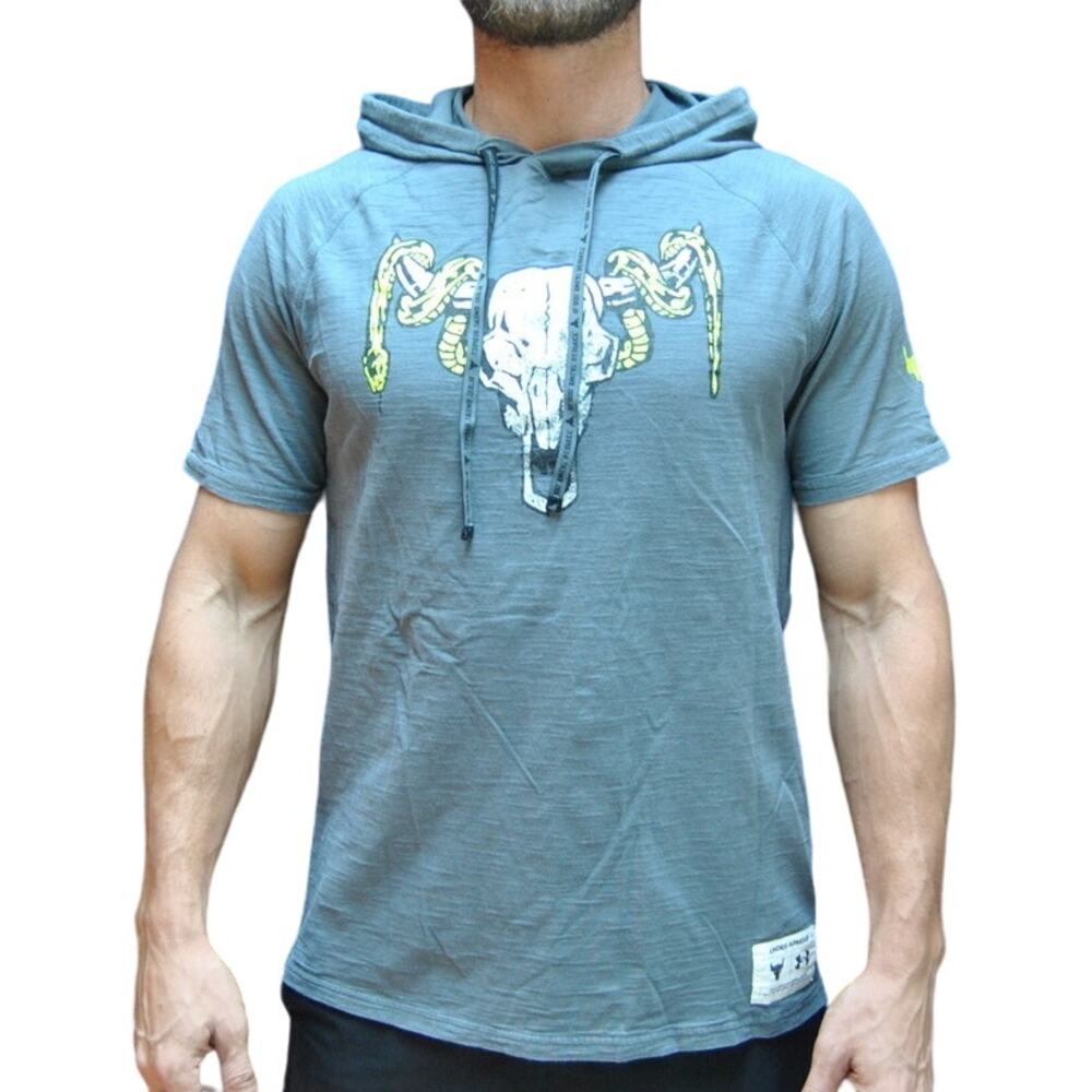 Under Armour Project Rock Blood Sweat Respect Gray SS Hoodie Medium
